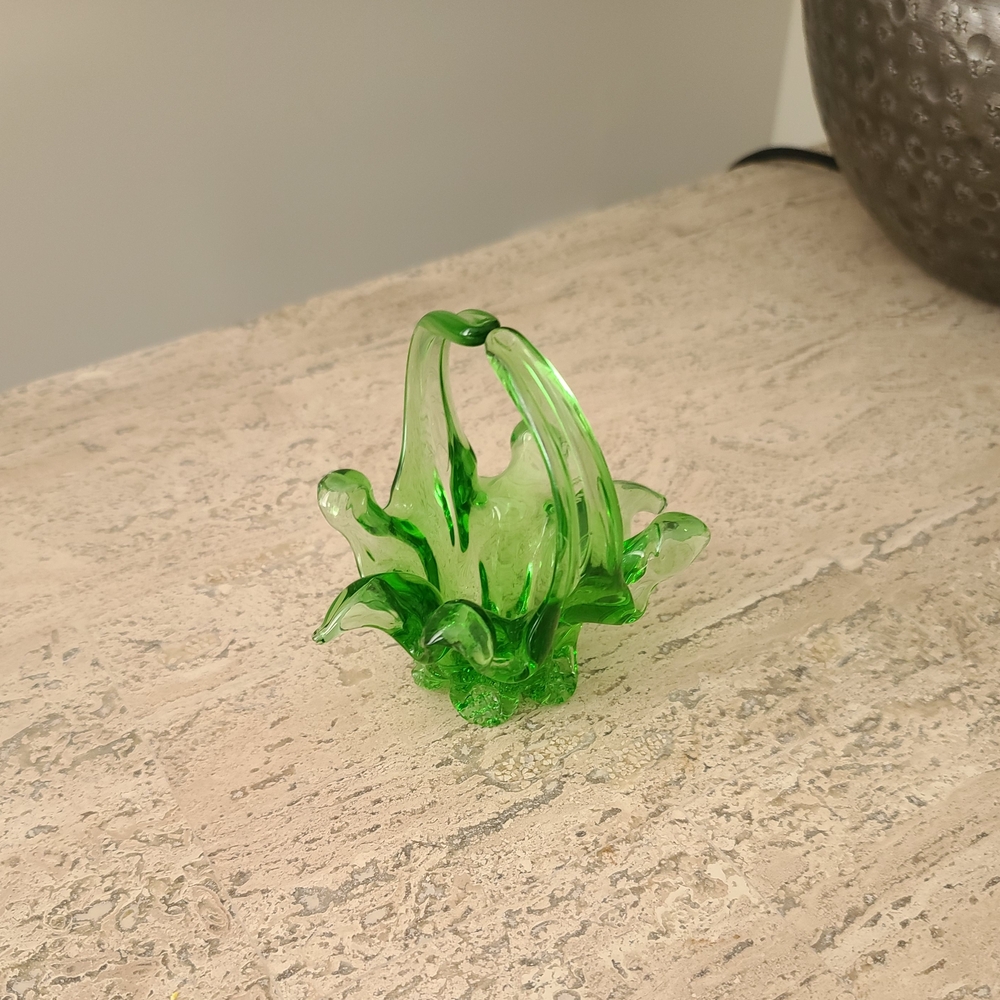 Elegant Green Glass Basket
